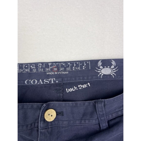 Coast Dock Shorts Men’s 38 Navy Blue Flat Front Chino Boating Fishing Nautical - Picture 12 of 15